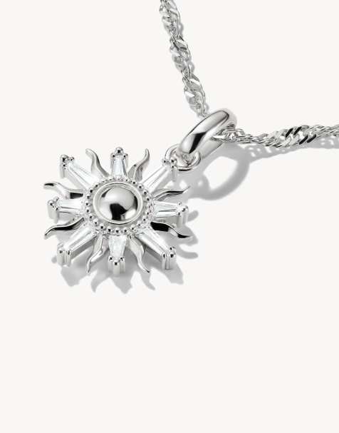 Charm plateado y blanco con diseño de sol con piedras Connect de Thomas Sabo - view 1