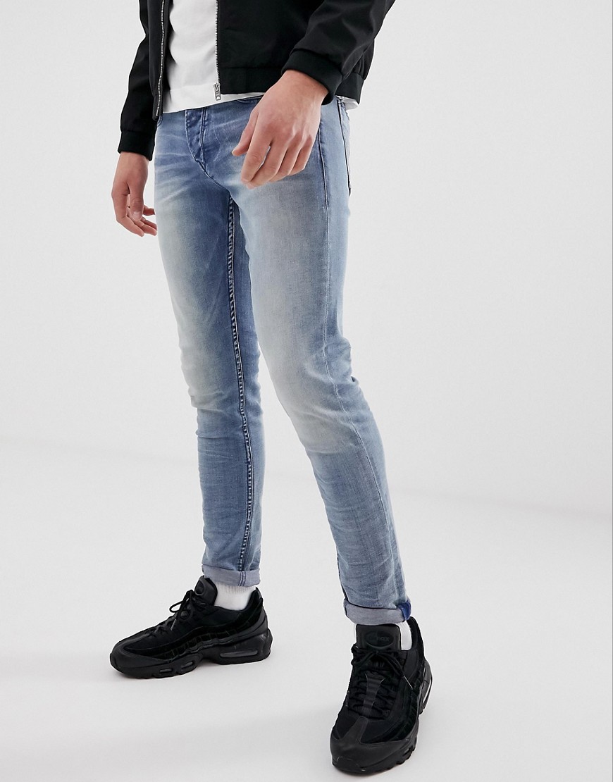 Chasin' Ego Roger – Ljusa slim jeans-Blå