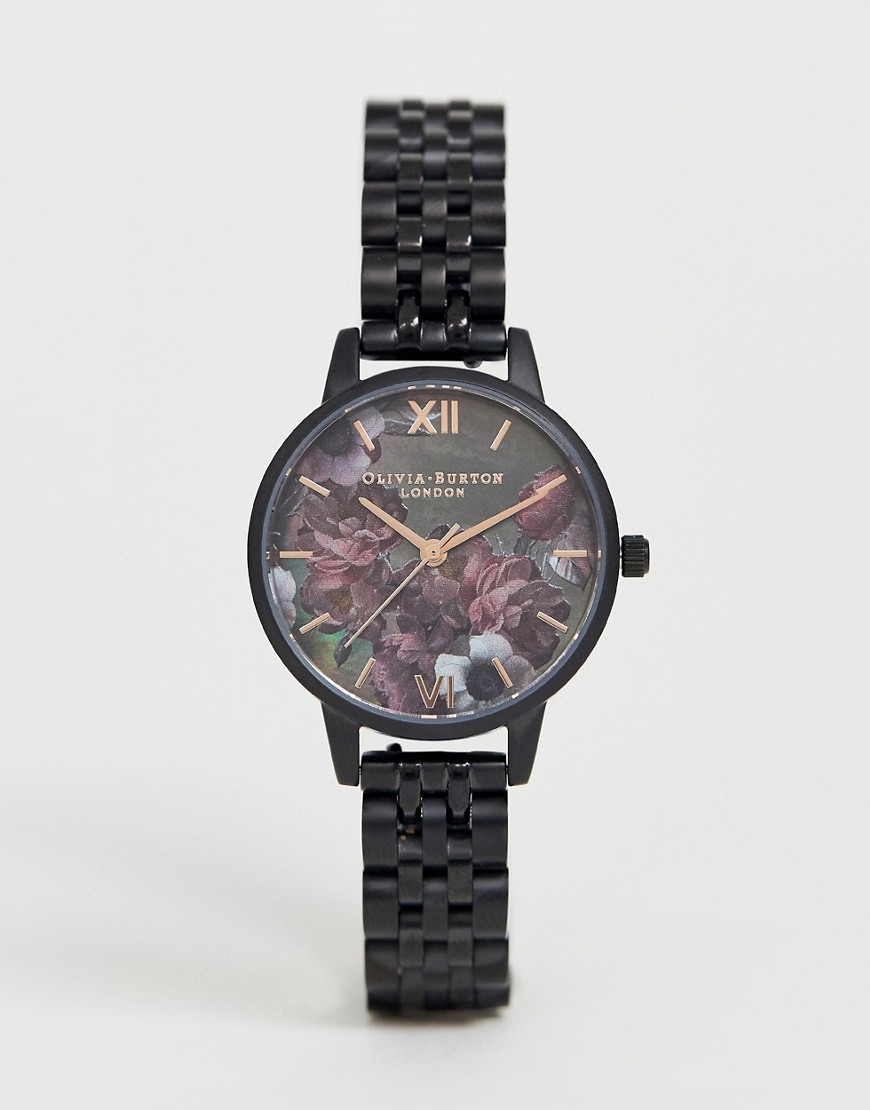 фото Часы-браслет с цветочным принтом olivia burton ob16ad41 after dark-черный