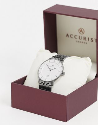 фото Часы с белым циферблатом и серебристым браслетом accurist-серебристый