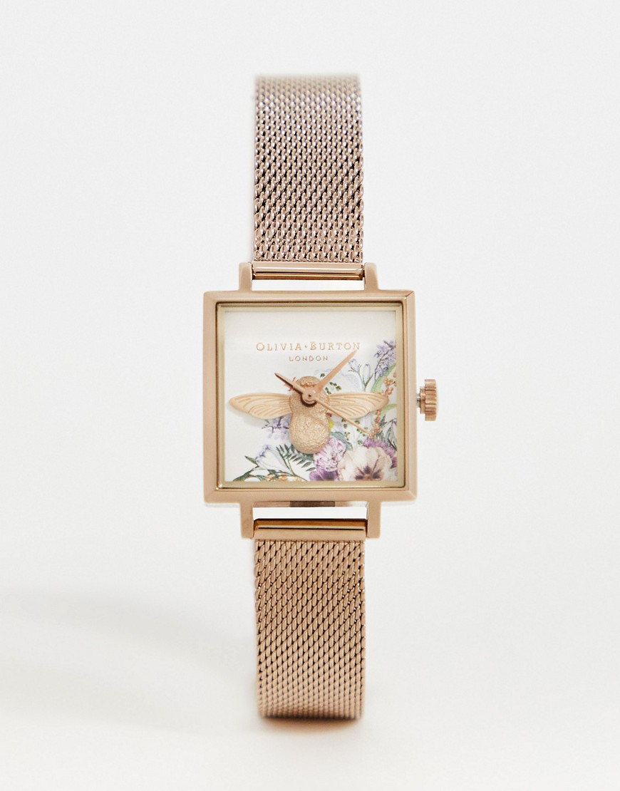 фото Часы с квадратным циферблатом цвета розового золота olivia burton-разноцветный