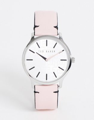 фото Часы с розовым кожаным браслетом ted baker poppiey-розовый