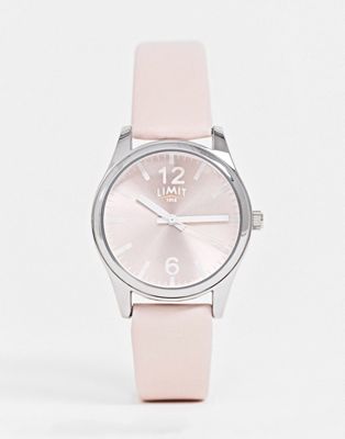 фото Часы с розовым кожаным ремешком limit-розовый