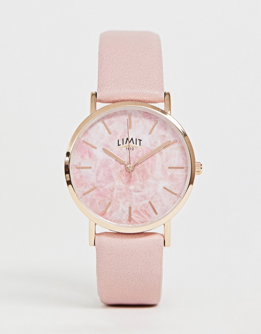 фото Часы с розовым ремешком из искусственной кожи и корпусом цвета розового золота limit-розовый