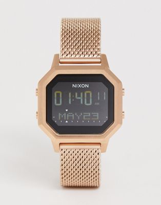 фото Часы с сетчатым браслетом цвета розового золота nixon a1272 siren-золотой