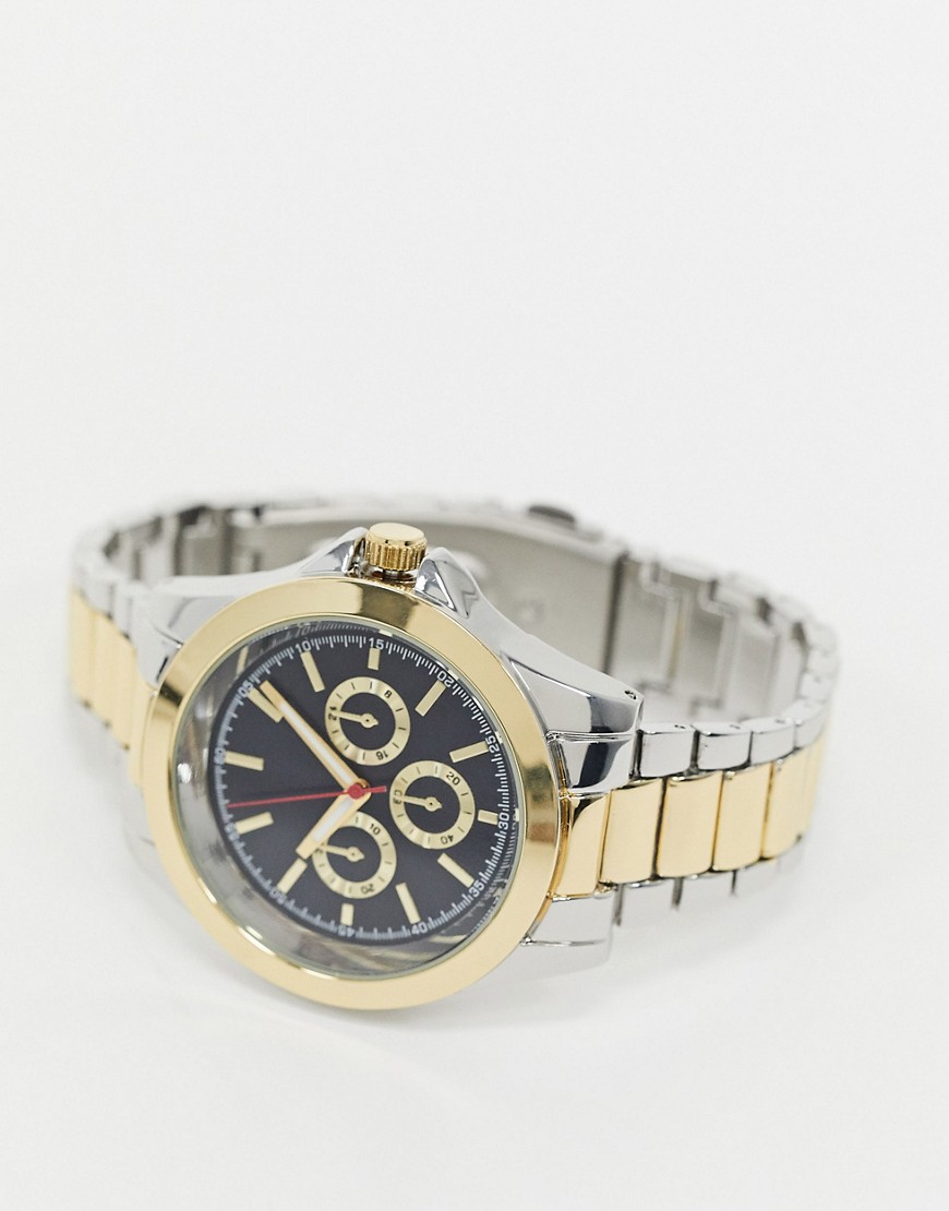 фото Часы с золотистым браслетом и синим циферблатом topman-золотистый