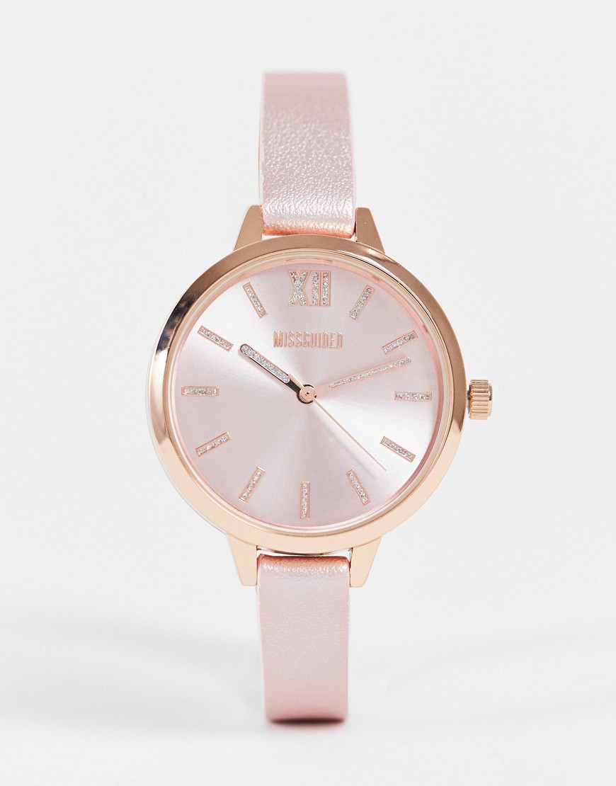 фото Часы цвета розового золота с блестящим ремешком missguided-золотистый