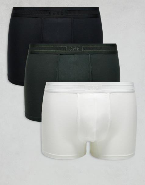 Che Studios 3 pack boxer trunks with tonal waistband in black, white and khaki - view 1