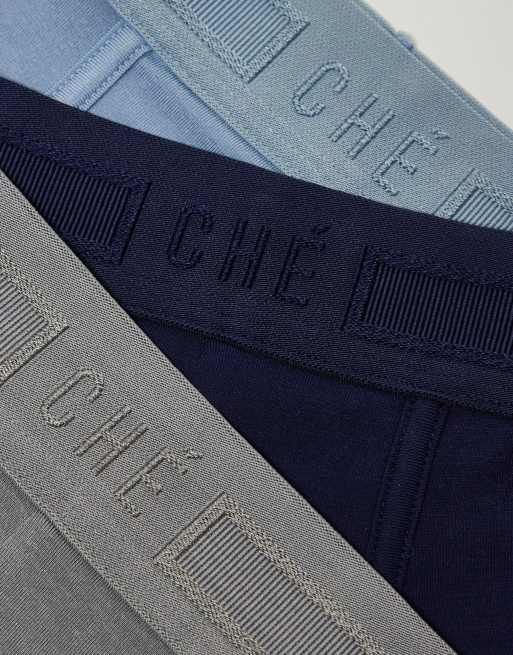 Che Studios - Lot de 3 boxers à taille ton sur ton - Bleu marine, bleu et gris, 2 de 4