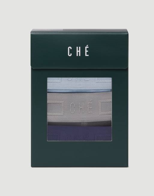 Che Studios - Set van 3 boxershorts met ton-sur-ton tailleband in marineblauw, blauw en grijs, 3 van 4