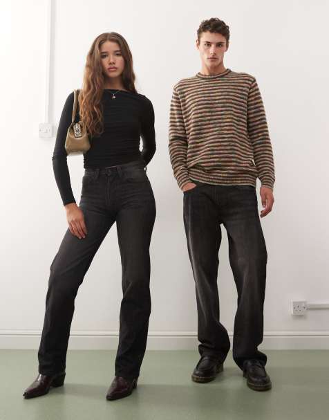 Cheap Monday anti unisex straight leg jeans in washed black