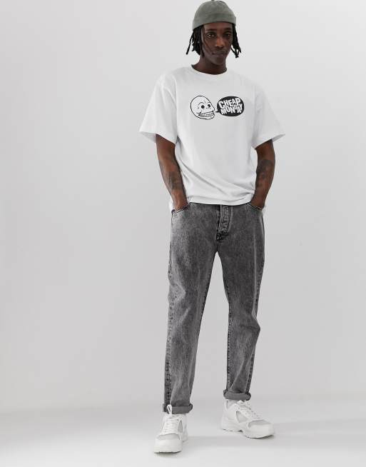 Cheap Monday – Biały t-shirt z logo z czaszką, 4 z 4