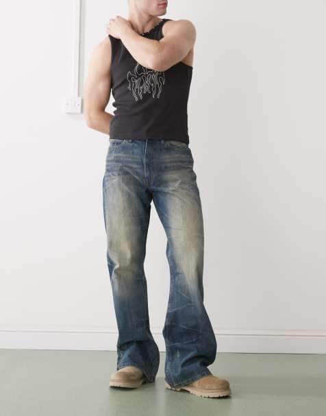Cheap Monday - Boo Bootleg - Bootcut-jeans i stift materiale i blå vask med falmede highlights - view 1