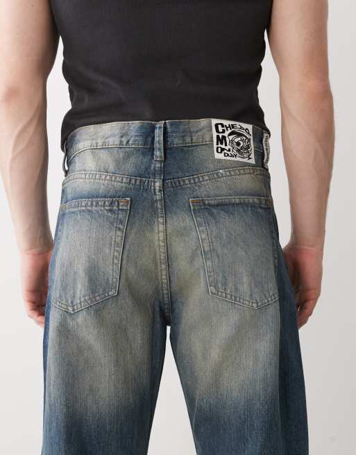 Cheap Monday - Boo Bootleg - Jeans bootcut rigidi lavaggio blu con effetto sbiadito, 4 di 5