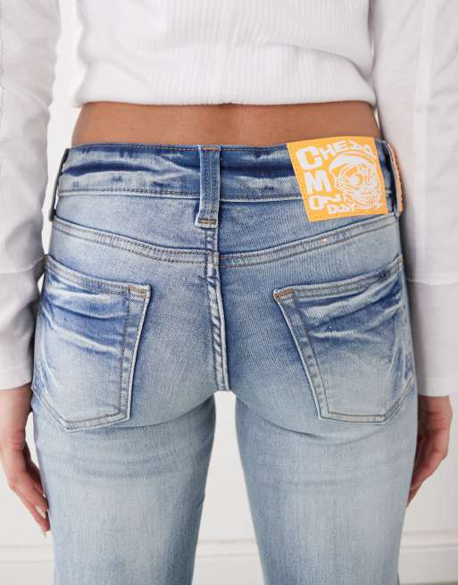 Cheap Monday - Booty Bei - Jeans bootcut elasticizzati a vita bassa blu, 5 di 5