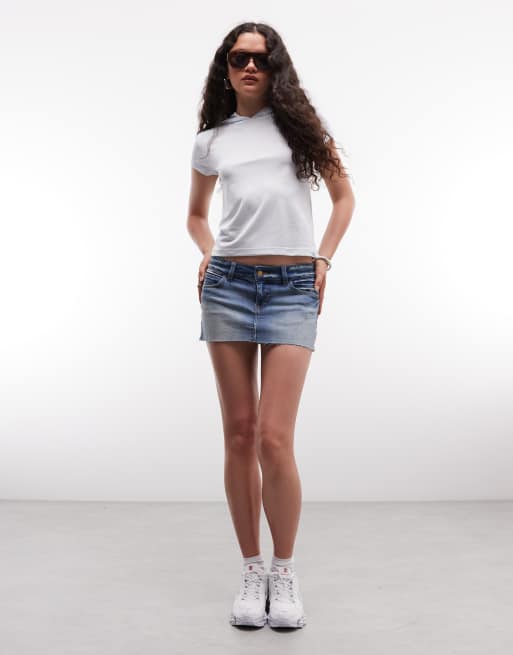 Cheap Monday – Booty Bei – Niebieska bardzo elastyczna spódnica jeansowa mini, 4 z 5