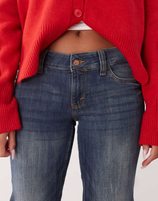 Cheap Monday – Booty Bei – Niebieskie jeansy bootcut z obniżonym stanem i efektem sprania , 5 z 5