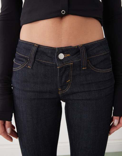 Cheap Monday Booty Bei stretch low rise bootcut jeans in blue rinse, 4 of 5