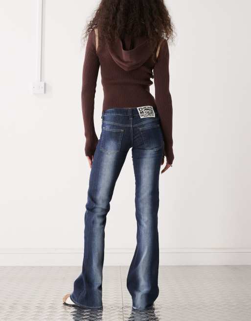 Cheap Monday Booty Bei stretch low rise bootcut jeans in blue spray