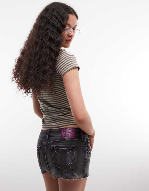 Cheap Monday Booty Bei super stretch mini skirt in grey washed denim, 4 of 5