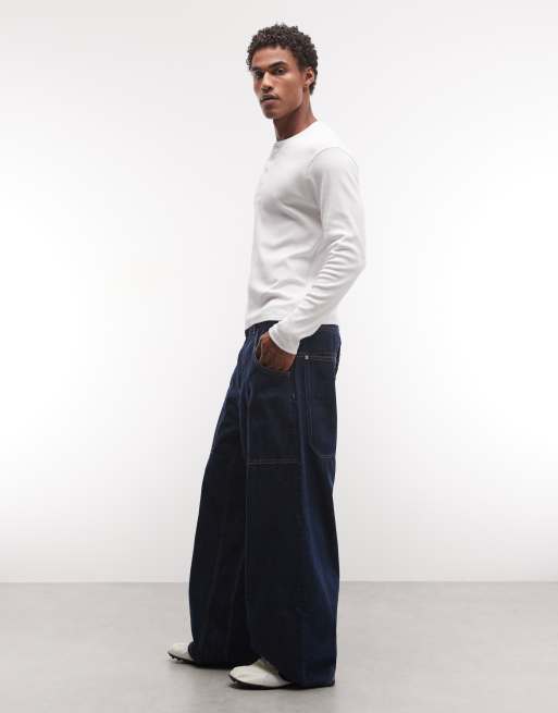 Cheap Monday Dunno super baggy distressed skater jeans i blå vask, 3 af 5