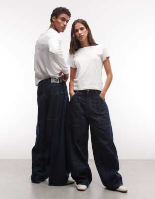 Cheap Monday Dunno Super Baggy Distressed Skater Jeans In Blue