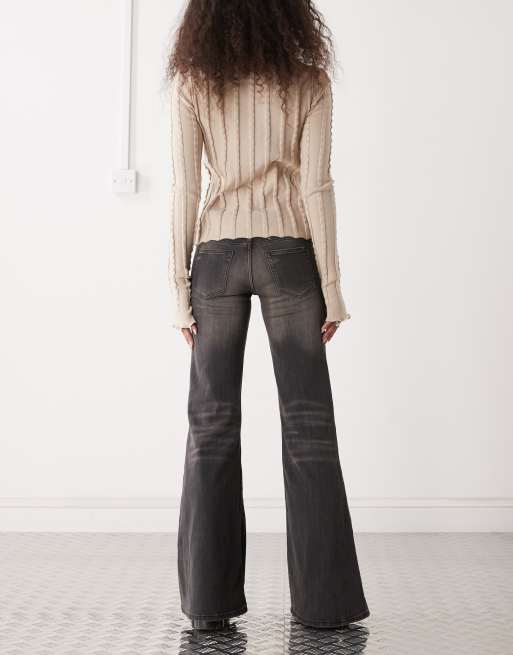 Cheap Monday Flare Low stretch jeans in mustard washed black, 2 of 5