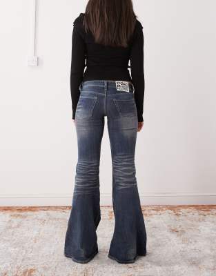 Cheap Monday Flare Low Stretch Jeans In Blue
