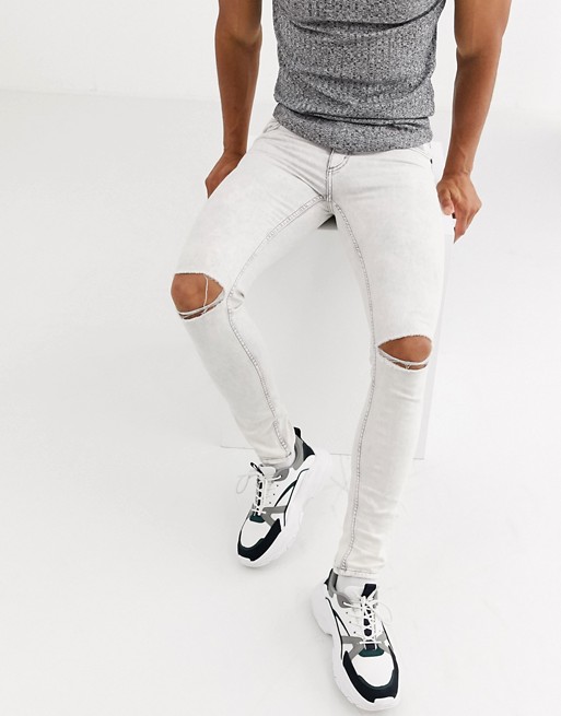 Cheap Monday him spray super skinny jeans in cut white