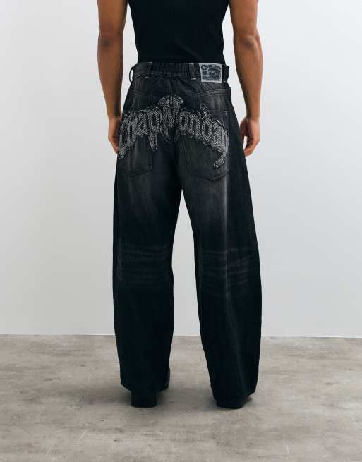 Cheap Monday jeans baggy vestibilità ampia decorati, nero slavato, 4 di 10