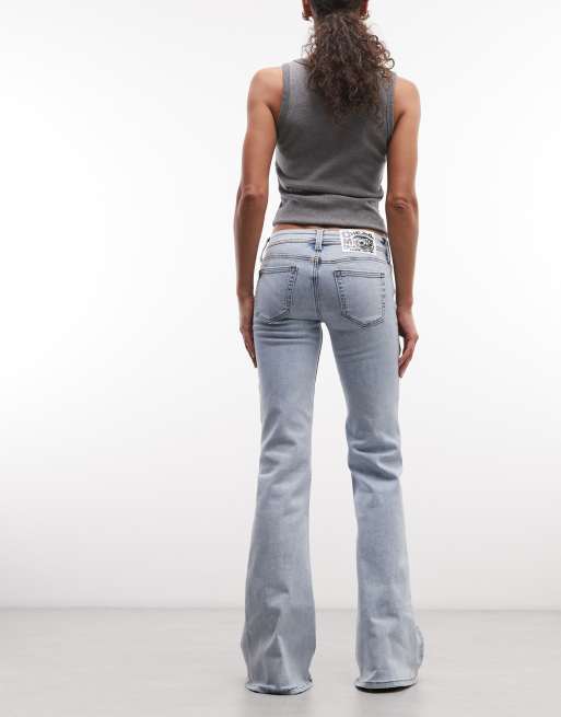 Cheap Monday - Jeans elasticizzati a vita bassa a zampa lavaggio blu , 3 di 5