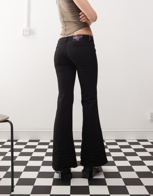 Cheap Monday - Jeans elasticizzati a zampa lavaggio nero risciacquato a vita bassa, 2 di 5