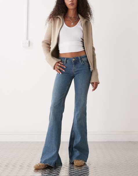 Cheap Monday - Jeans elasticizzati blu a zampa e a vita bassa - view 1