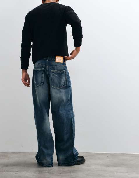 Cheap Monday looser baggy jeans i blå tvätt med ränder - view 1