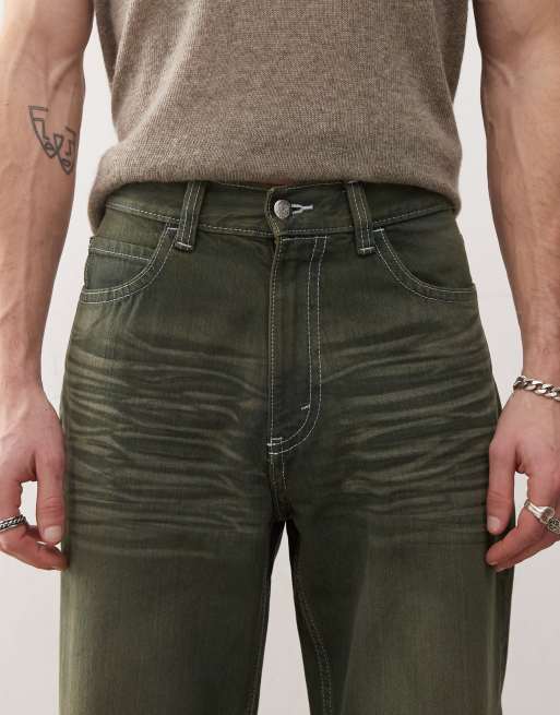 Cheap Monday Looser baggy jeans in black wash with green tint, 5 of 5