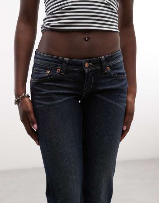 Cheap Monday low waist bootcut jeans in donkere vintageblauwe wassing, 4 van 5