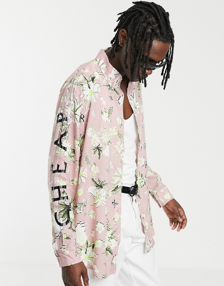 Cheap Monday - Overhemd met letters en bloemenprint in roze
