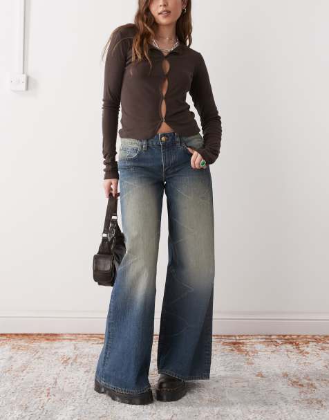 Cheap Monday - Poser - Blå og forvaskede skater-jeans med mellemhøj talje og vide ben samt falmede highlights - view 1