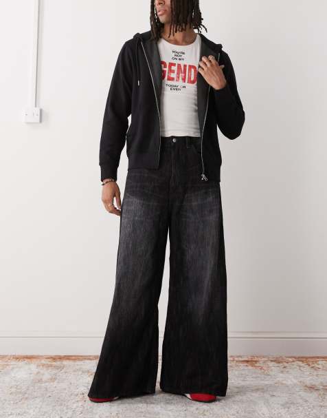 Cheap Monday rad super wide leg skater jeans in black