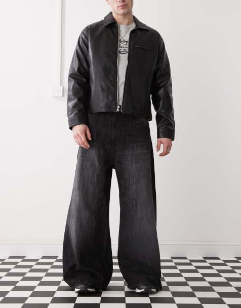 Cheap Monday Rad super wide leg skater jeans in black streaky wash