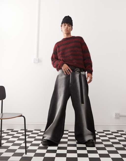 Cheap Monday - Rad - Jeans a fondo super ampio nero slavato con dettagli vistosi effetto spray