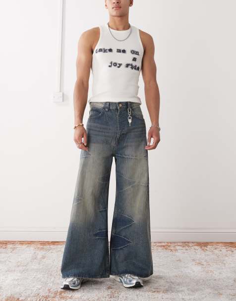 Cheap Monday Rad super wide leg skater jeans in blue wash with faded highlight