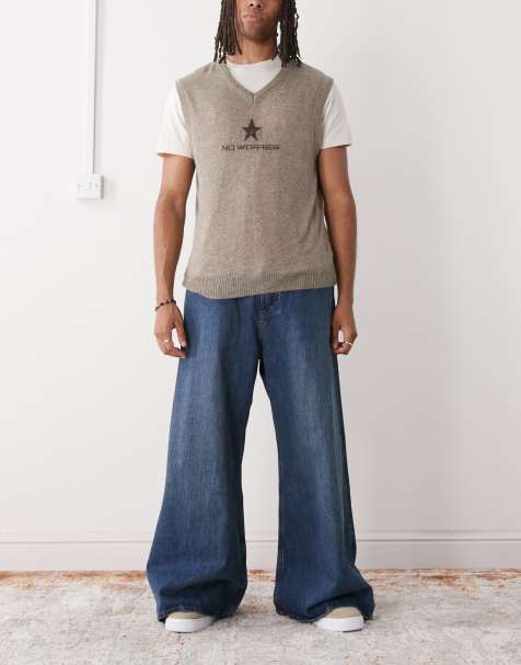 Cheap Monday rad super wide leg skater jeans in mid wash blue