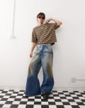 [Cheap Monday] Cheap Monday Rad Super wide leg jeans in grime blue wash W32 L32 DIRTY WASHED BLUE