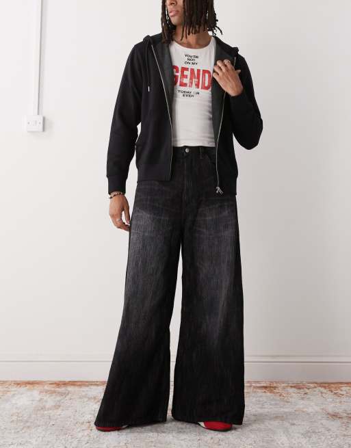 Cheap Monday rad super wide leg skater jeans in black