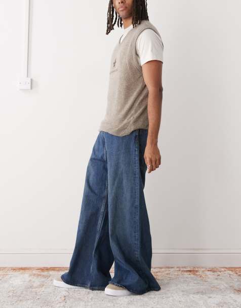 Weekday Astro Unisex Low Rise Loose Fit Baggy Jeans In Blue Rinse Wash