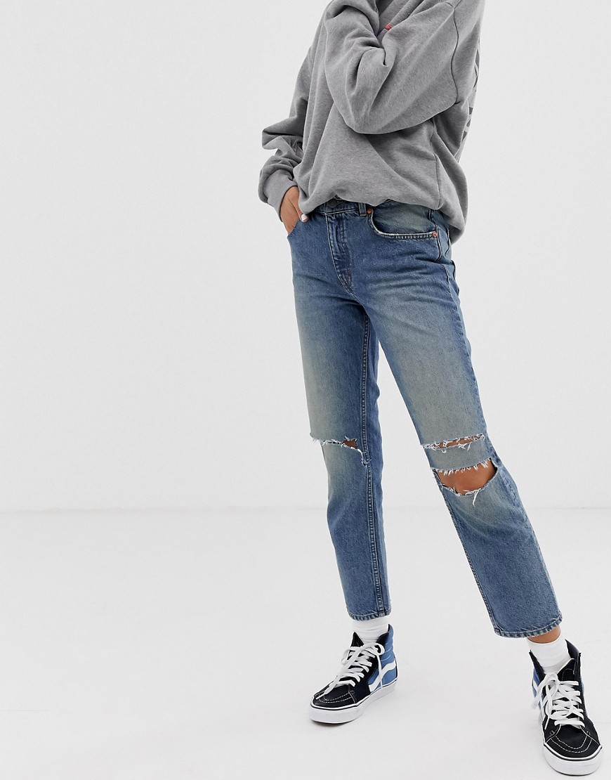 Cheap Monday – Revive – Jeans i 90-talstil i kort modell med återvunnen och ekologisk bomull-Blå