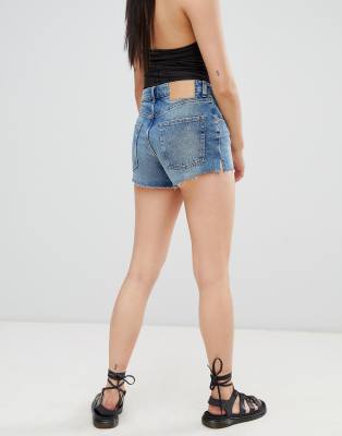 raw hem denim shorts