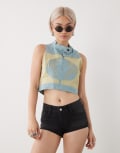 [Cheap Monday] Cheap Monday Sleezie denim hot pant shorts in washed black W24 Washed Black