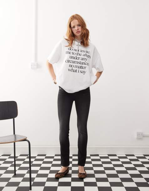 Cheap Monday - Sleezie - Jeans skinny super elasticizzati nero slavato a vita bassa - view 1